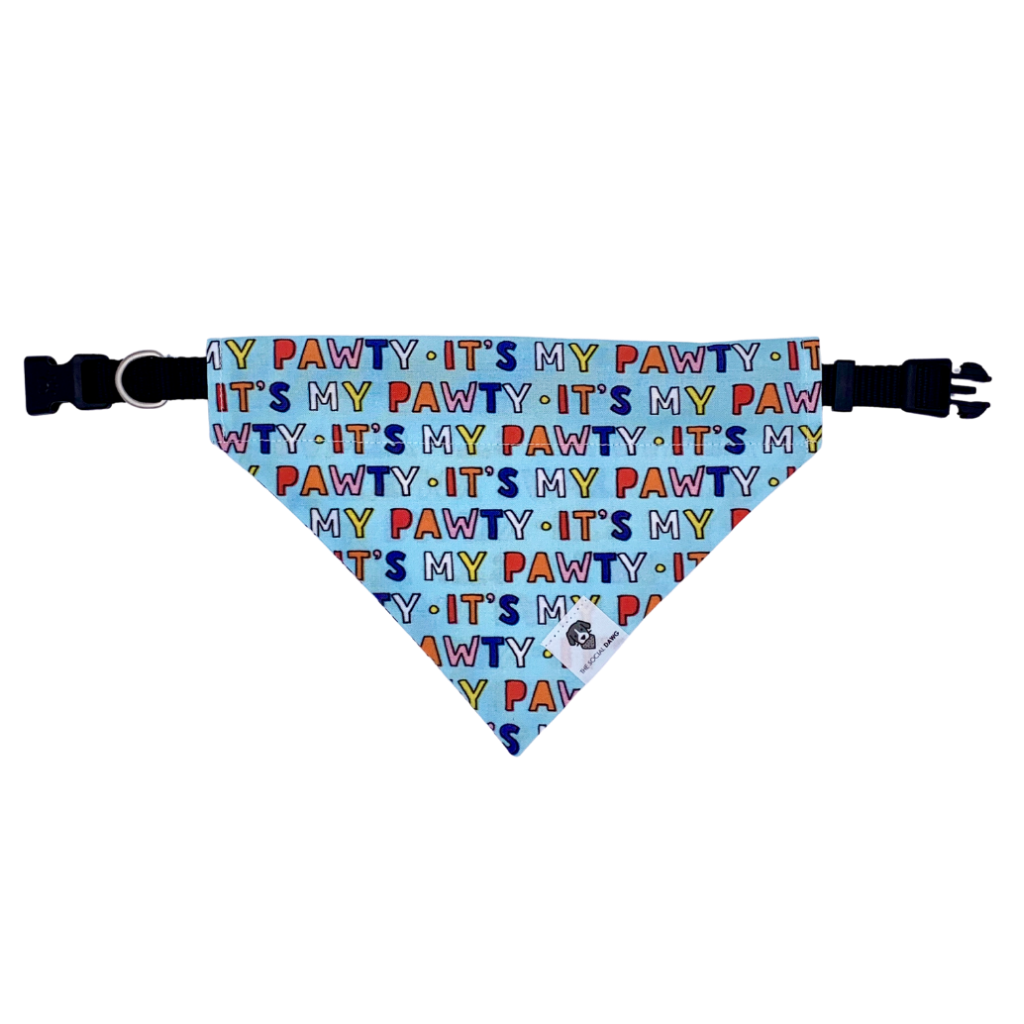 It's my pawty colorful party over the collar dog bandana