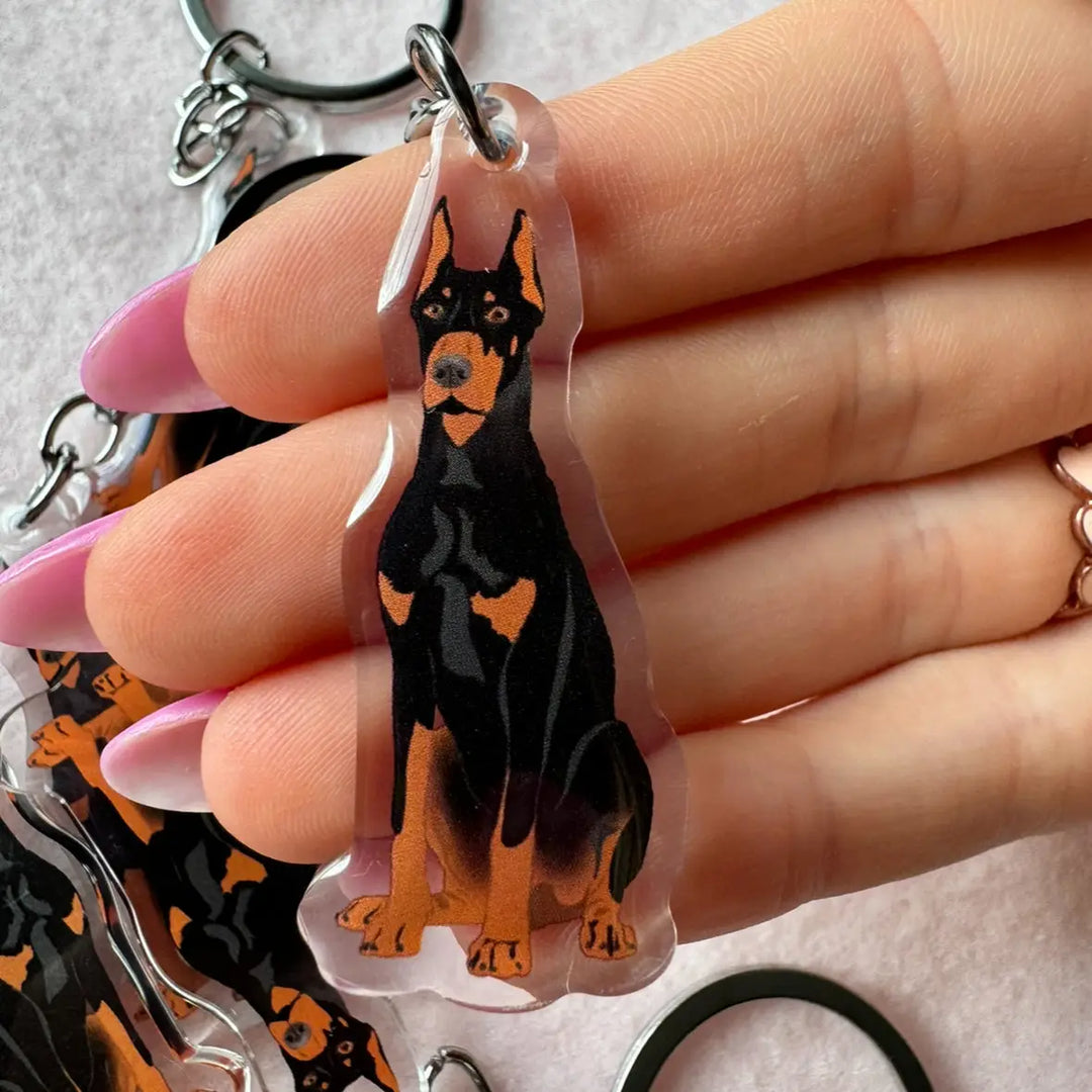 Dobermann (Black & Rust/Cropped Ears) Keychain