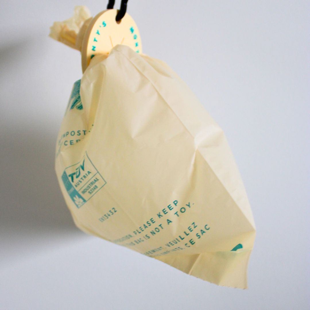 Compostable Cornstarch Poop Bags + Poop Bag Holder