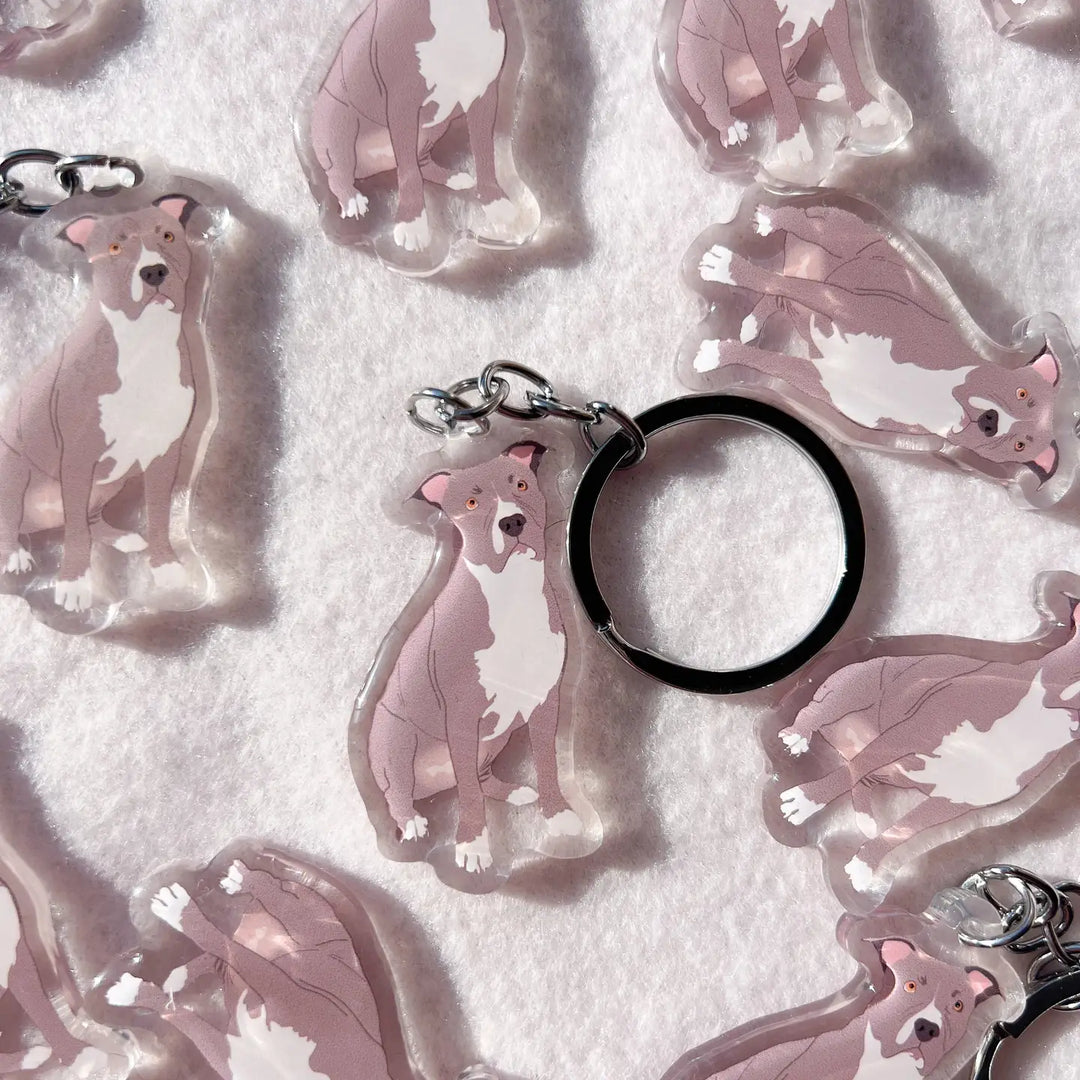 Pit Bull (Gray), Staffy (Gray) Keychain