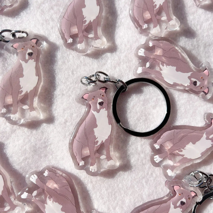 Pit Bull (Gray), Staffy (Gray) Keychain