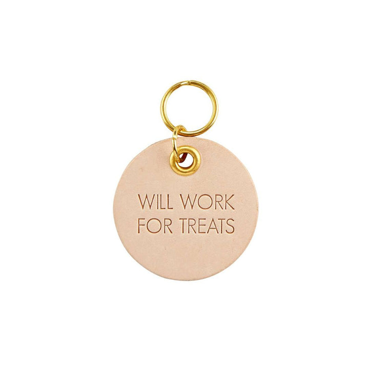 Leather Pet Tag - Will Work For Treats