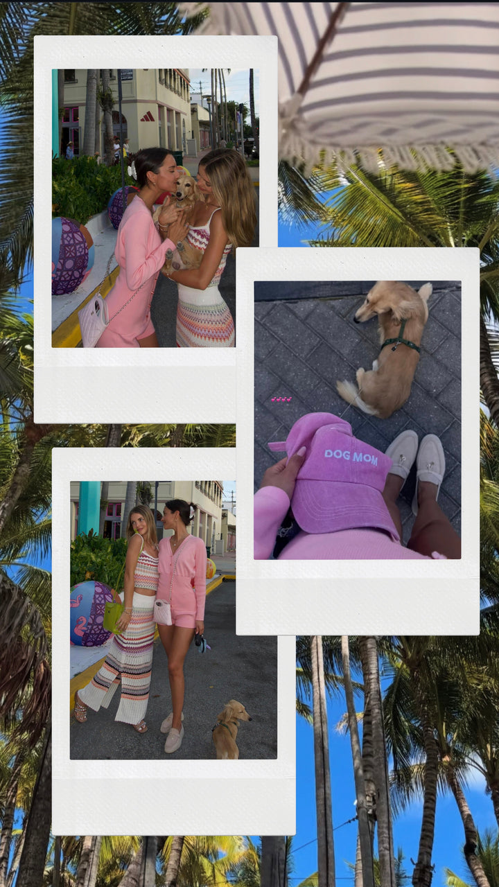 Dog Mom Embroidered Pink Baseball Hat