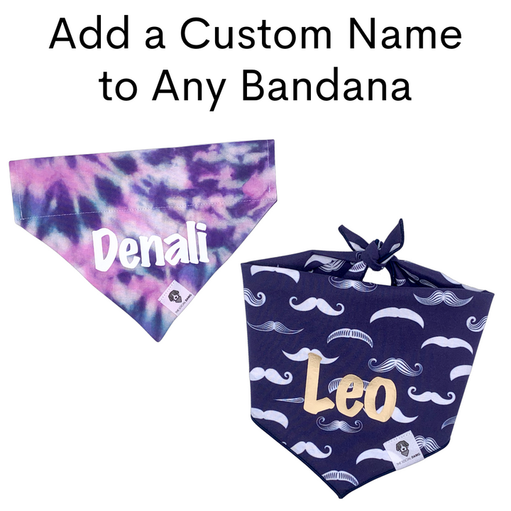 Example of names added to custom order bandanas