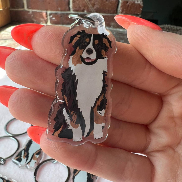 Australian Shepherd (Black Tri) Keychain