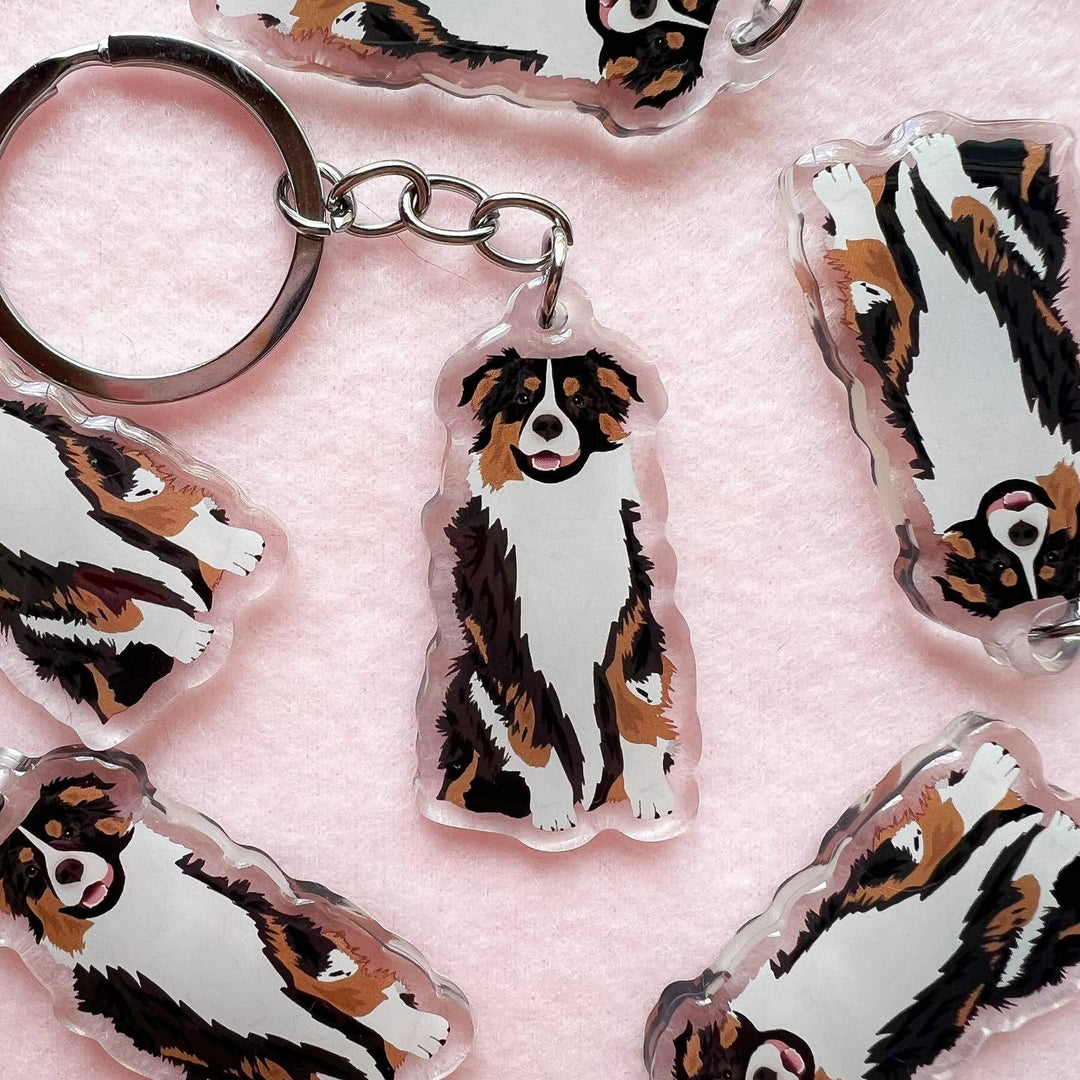 Australian Shepherd (Black Tri) Keychain