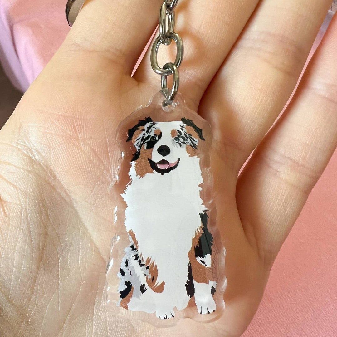 Australian Shepherd (Blue Merle) Keychain
