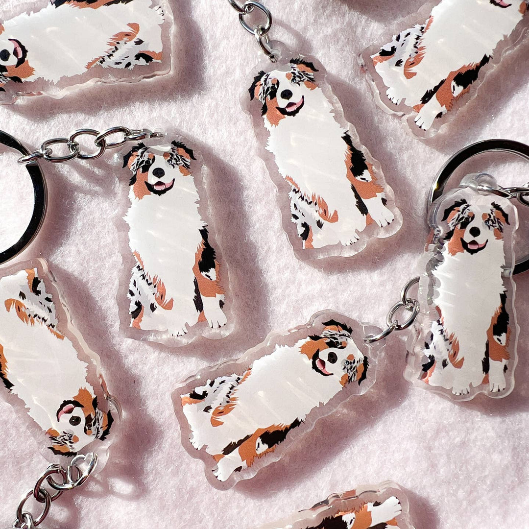 Australian Shepherd (Blue Merle) Keychain