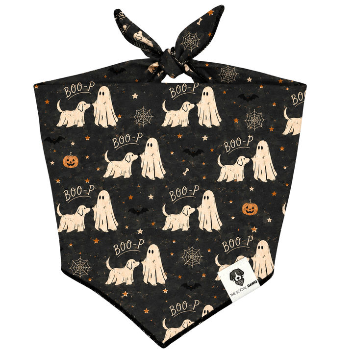 Boo-p Ghost Halloween Tie-On Dog Bandana