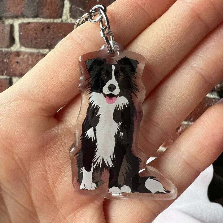 Border Collie (Black & White) Keychain