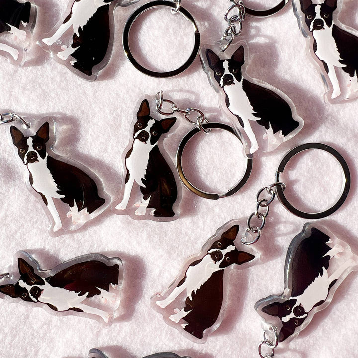 Boston Terrier (Black & White) Keychain