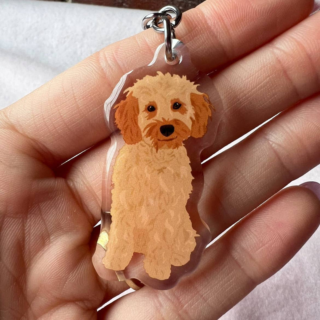 Cockapoo (Blonde), Mini Goldendoodle (Blonde), Multipoo Keychain