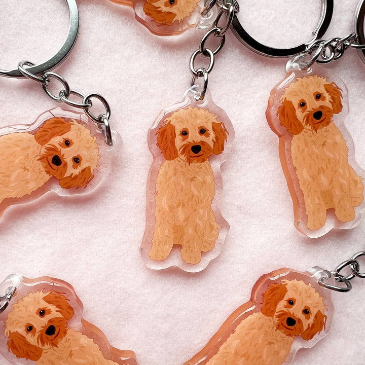 Cockapoo (Blonde), Mini Goldendoodle (Blonde), Multipoo Keychain