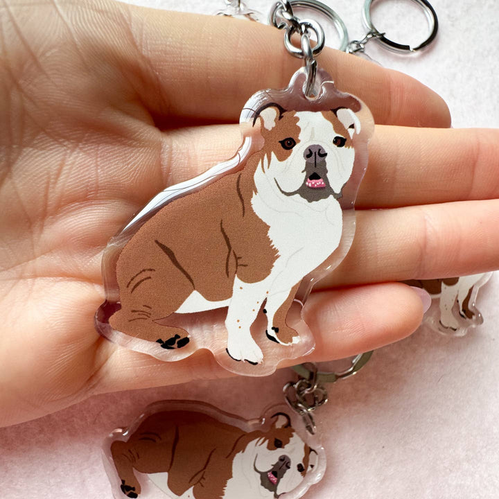 English Bulldog (Brown & White) Keychain