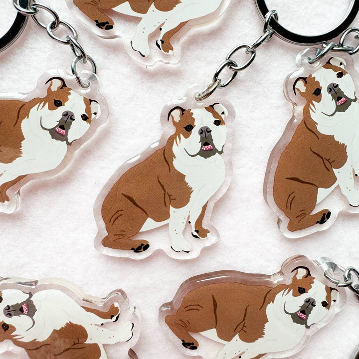 English Bulldog (Brown & White) Keychain