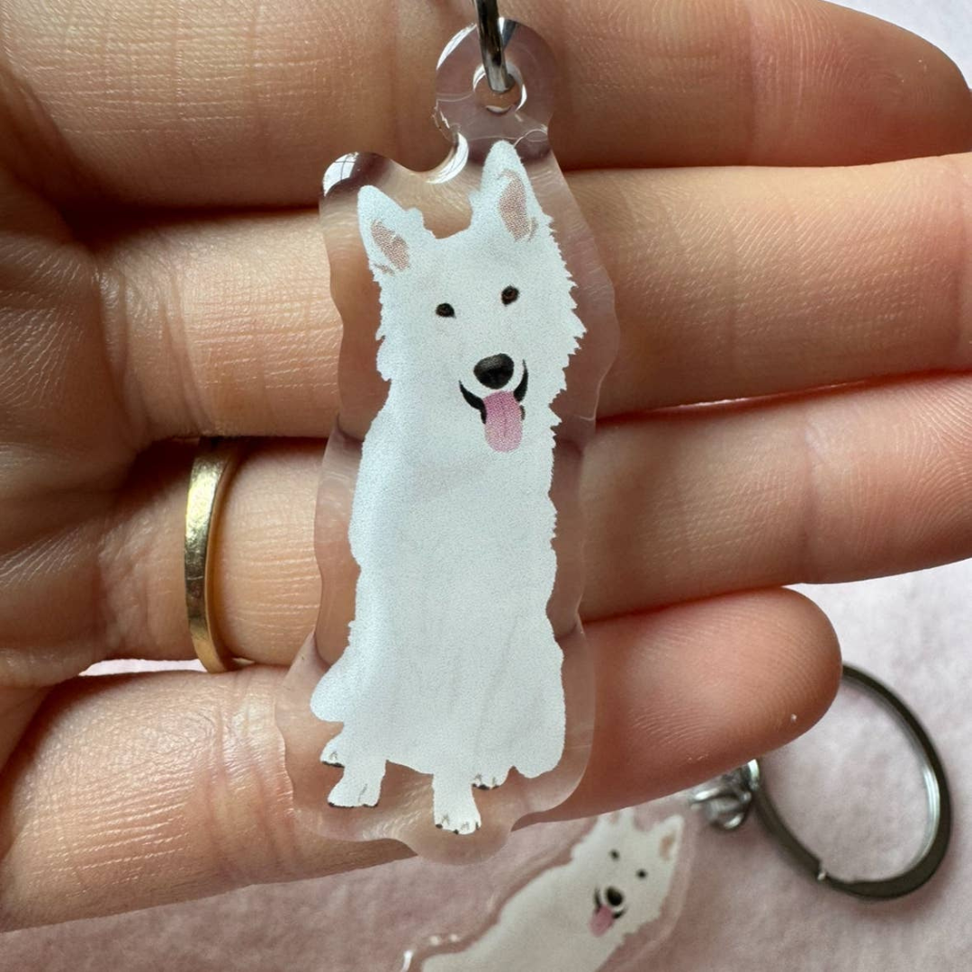 German Shepherd (White) Keychain