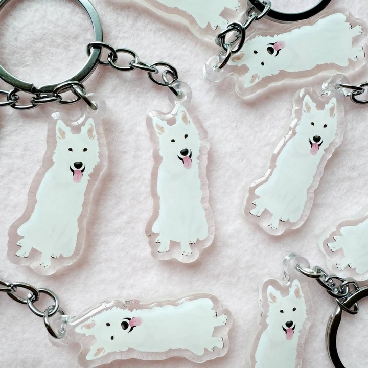 German Shepherd (White) Keychain