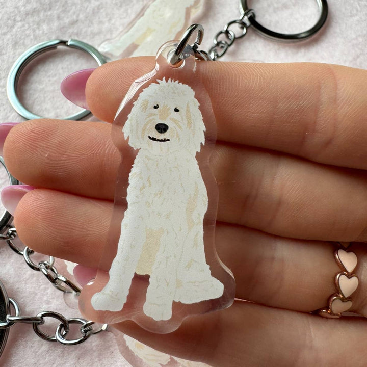 Goldendoodle (White/Cream), Labradoodle (White/Cream) Keychain