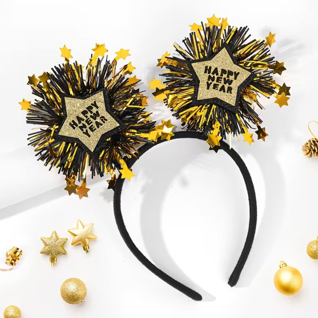 Happy New Year Star Gold Bopper Headband