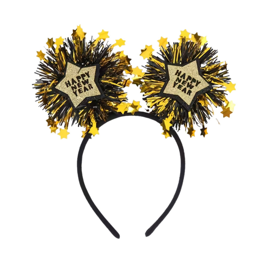 Happy New Year Star Gold Bopper Headband