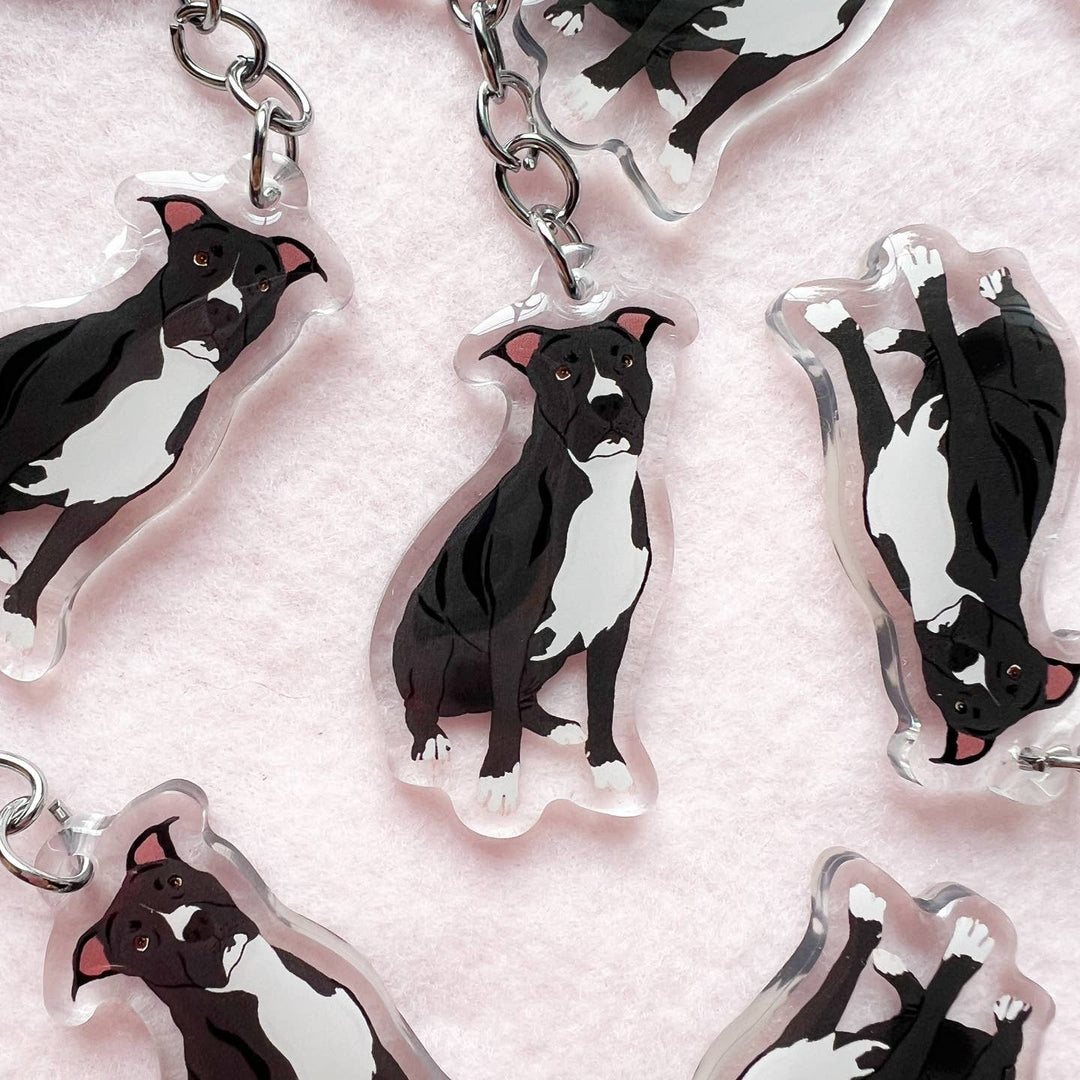 Pit Bull (Black), Staffy (Black) Keychain