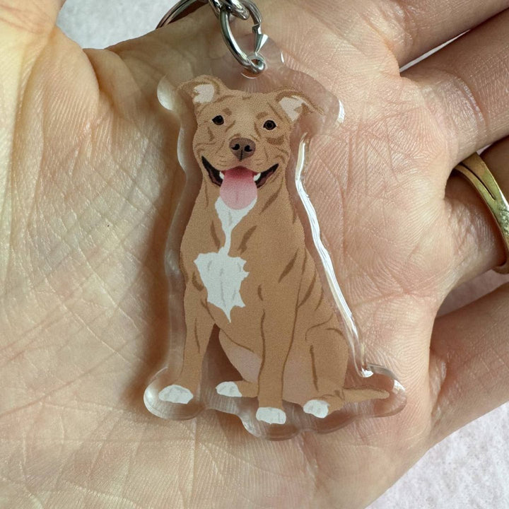 Pit Bull, Staffy (Brown/Red) Keychain