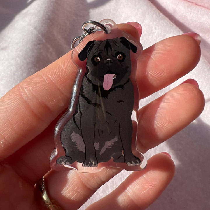 Pug (Black) Keychain