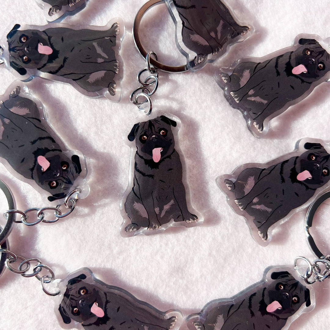 Pug (Black) Keychain