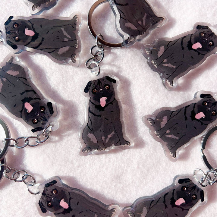 Pug (Black) Keychain