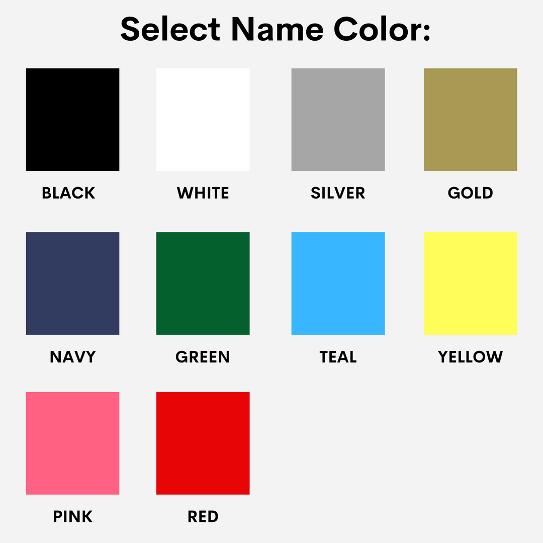 Custom name dog bandana color chart