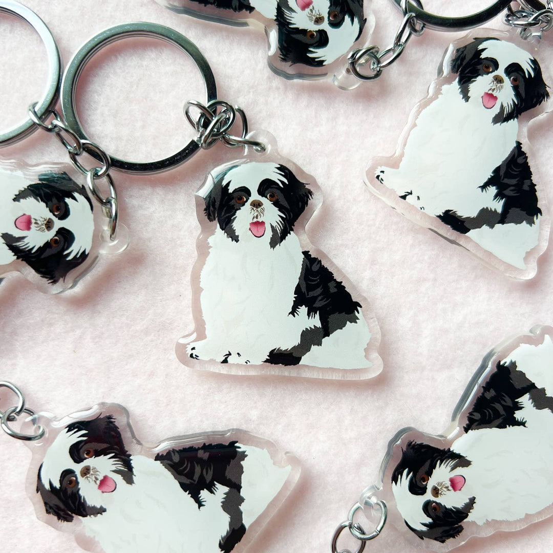 Shih Tzu (Black+White) Keychain