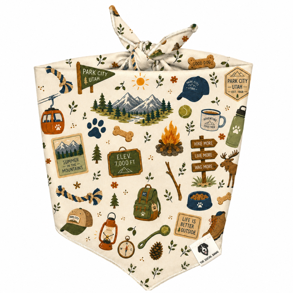Park City Utah Adventure Tie-On Dog Bandana