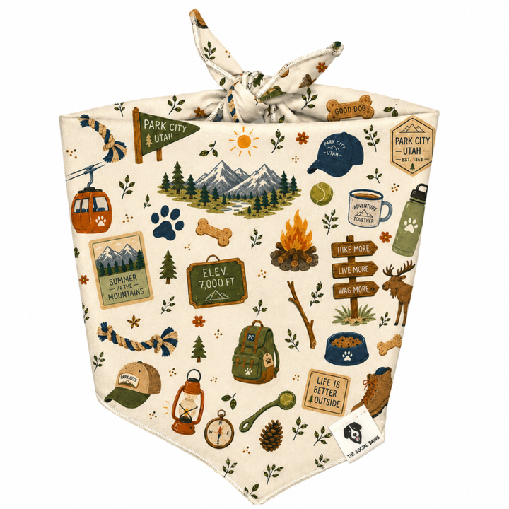 Park City Utah Adventure Tie-On Dog Bandana
