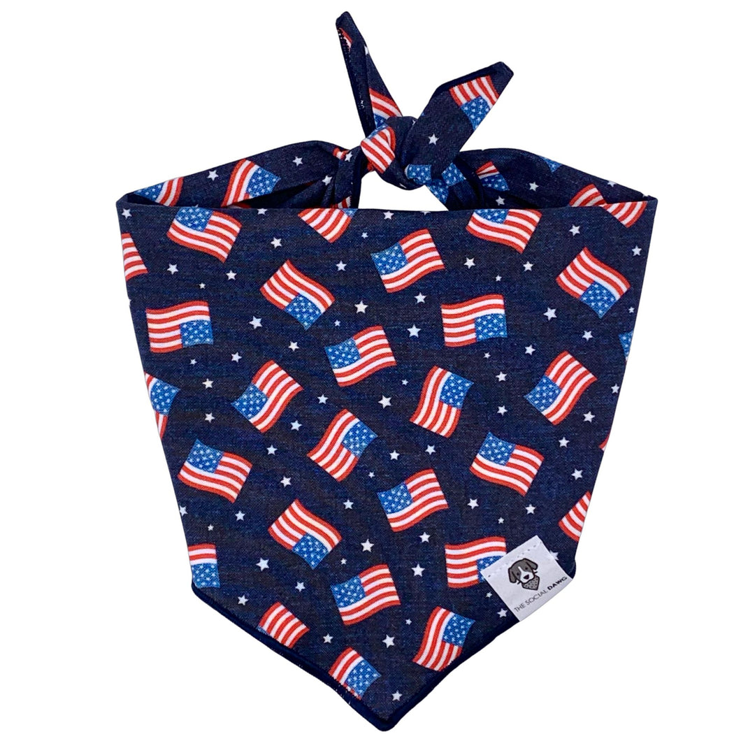 American Flag Tie-On Dog Bandana