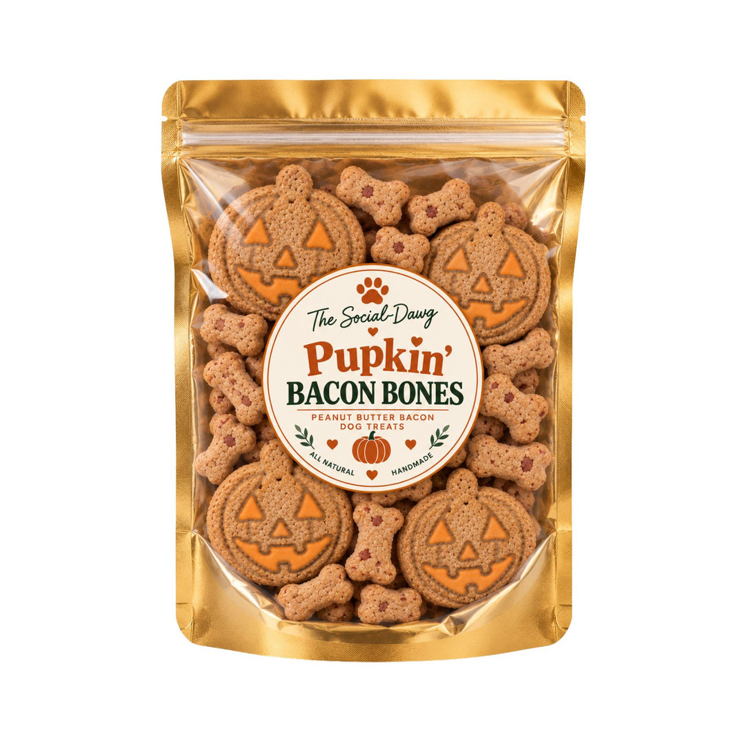 Pupkin’ Bacon Bones Dog Treat Bag