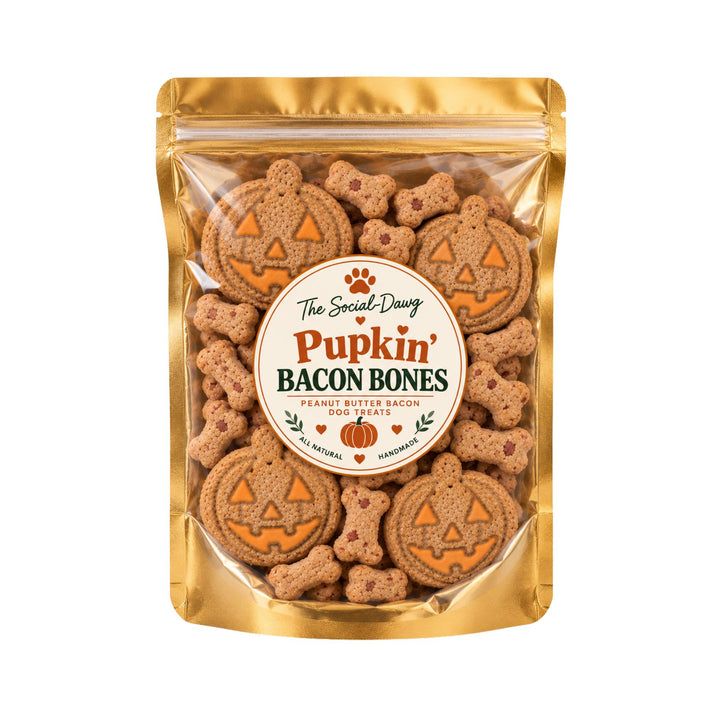 Pupkin’ Bacon Bones Dog Treat Bag