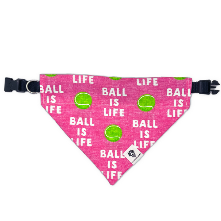 Ball Is Life Pink Slip-On Dog Bandana