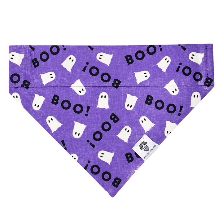 Boo Purple Halloween Tie-On Dog Bandana