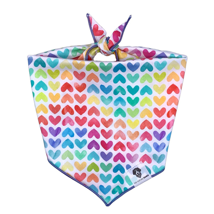 Rainbow Hearts Tie-On Dog Bandana