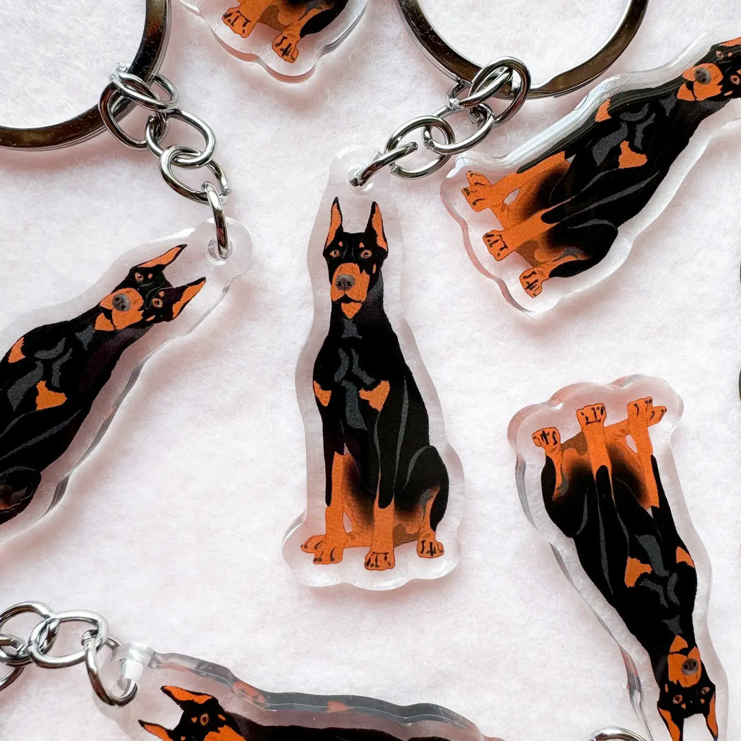 Dobermann (Black & Rust/Cropped Ears) Keychain