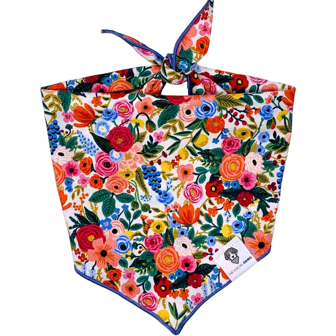Floral Cream Tie-On Dog Bandana