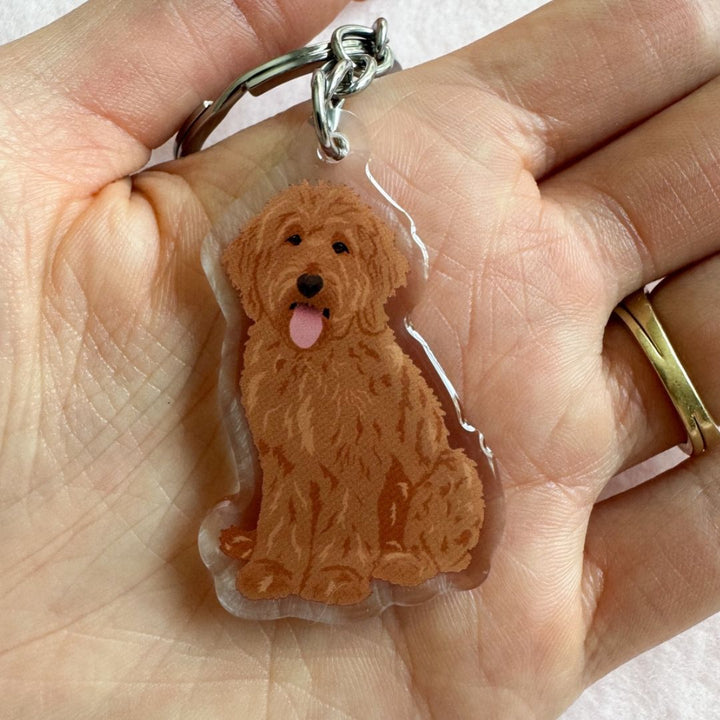 Goldendoodle, Labradoodle (Red) Keychain