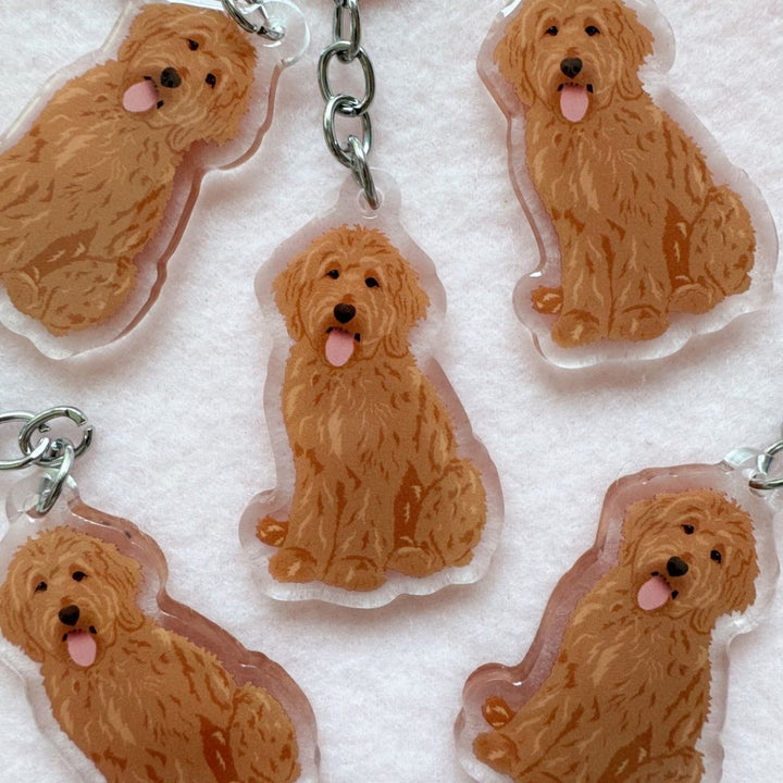 Goldendoodle, Labradoodle (Red) Keychain