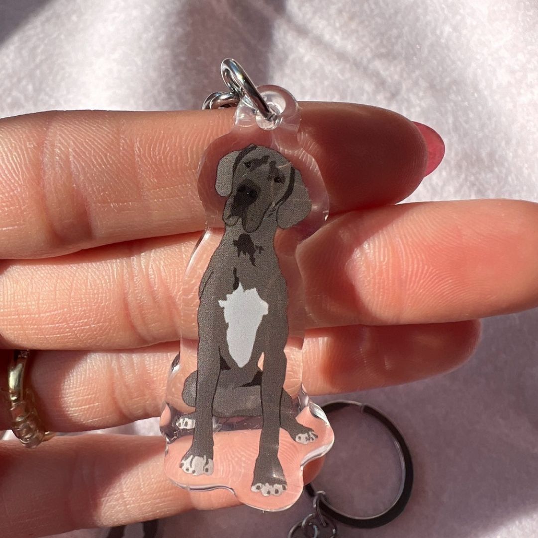 Great Dane (Gray) Keychain