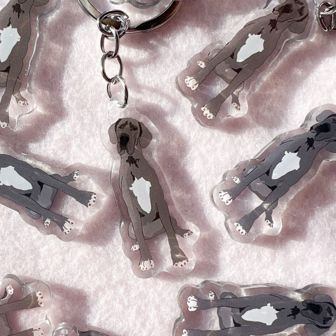 Great Dane (Gray) Keychain