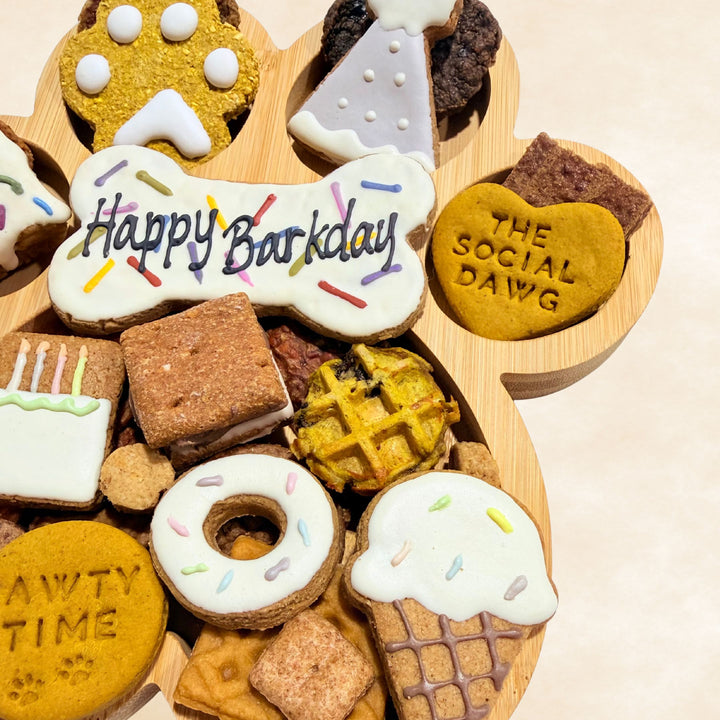 Happy Barkday Paw Barkuterie Dog Treat Board