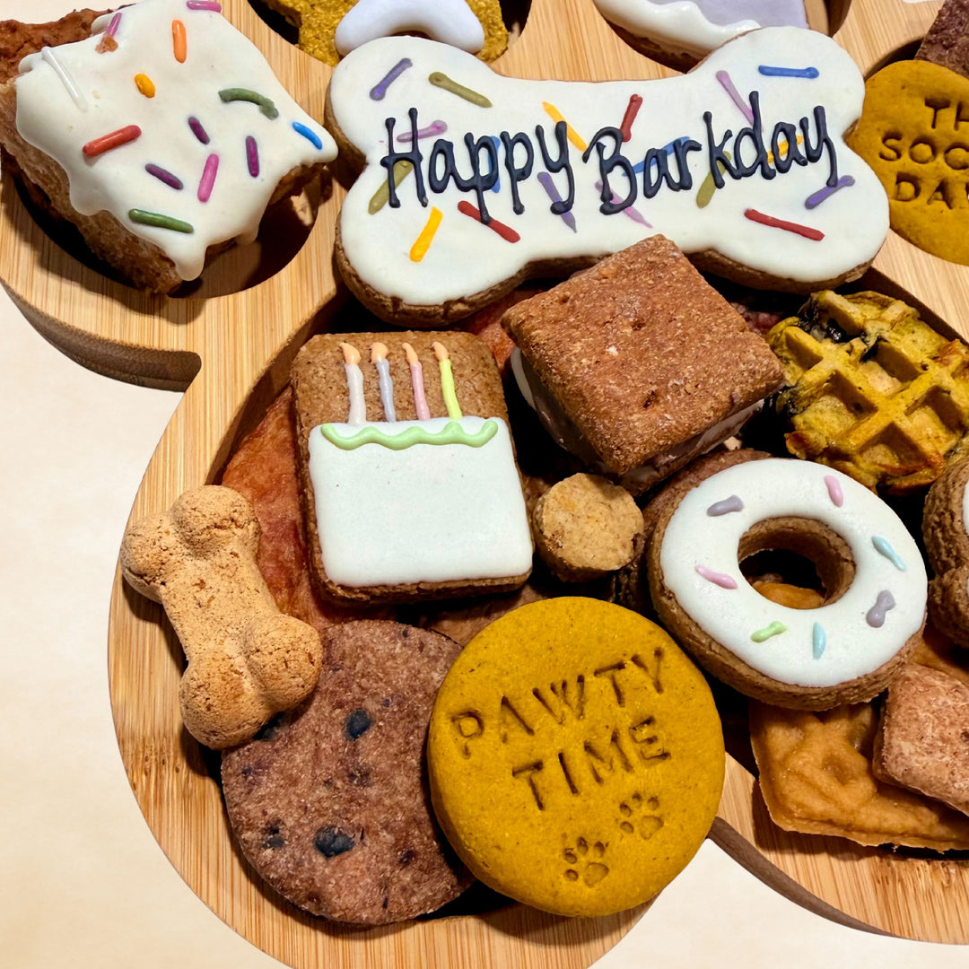Happy Barkday Paw Barkuterie Dog Treat Board