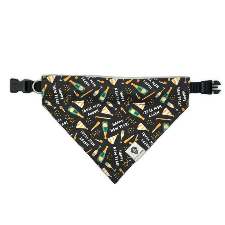 Happy New Year Slip-On Dog Bandana - Black