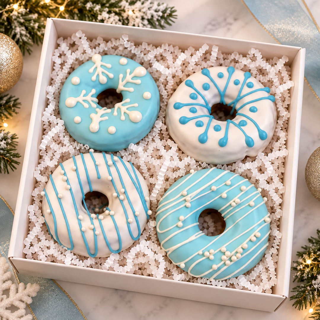 Winter Snowflake Dog Donut Gift Box