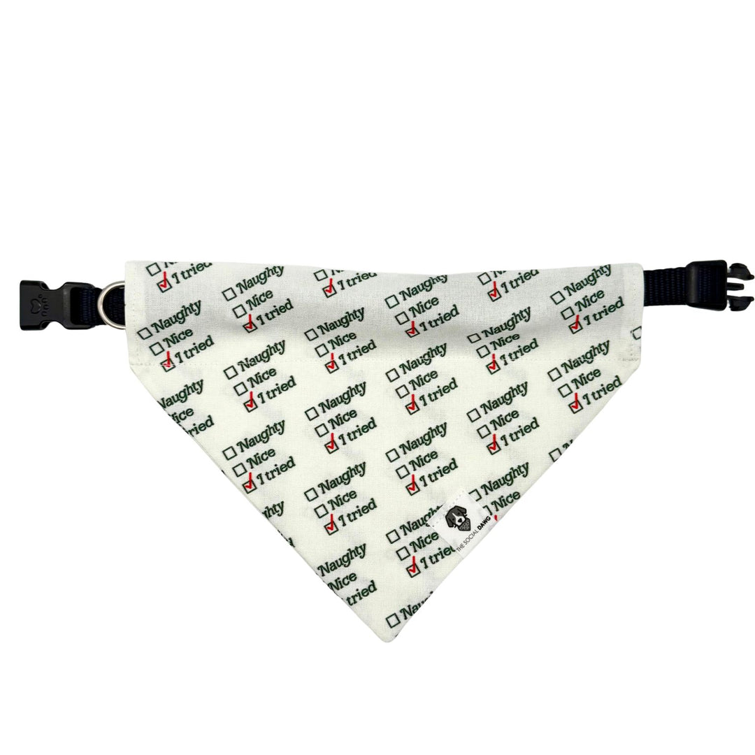 Naughty, Nice, I Tried Holiday Slip-On Dog Bandana
